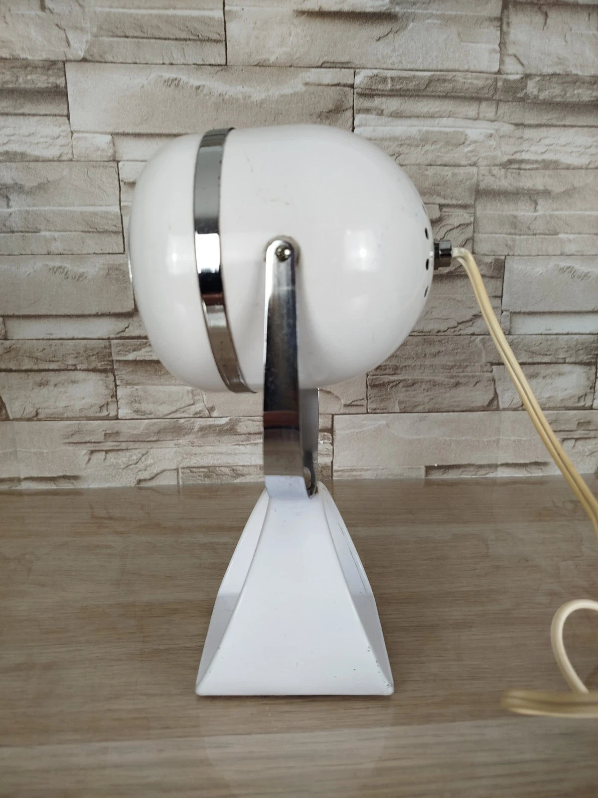 Coppia Di Lampade Da Tavolo Space Age Abat-jour Anni 70 Bianche Comodino Design