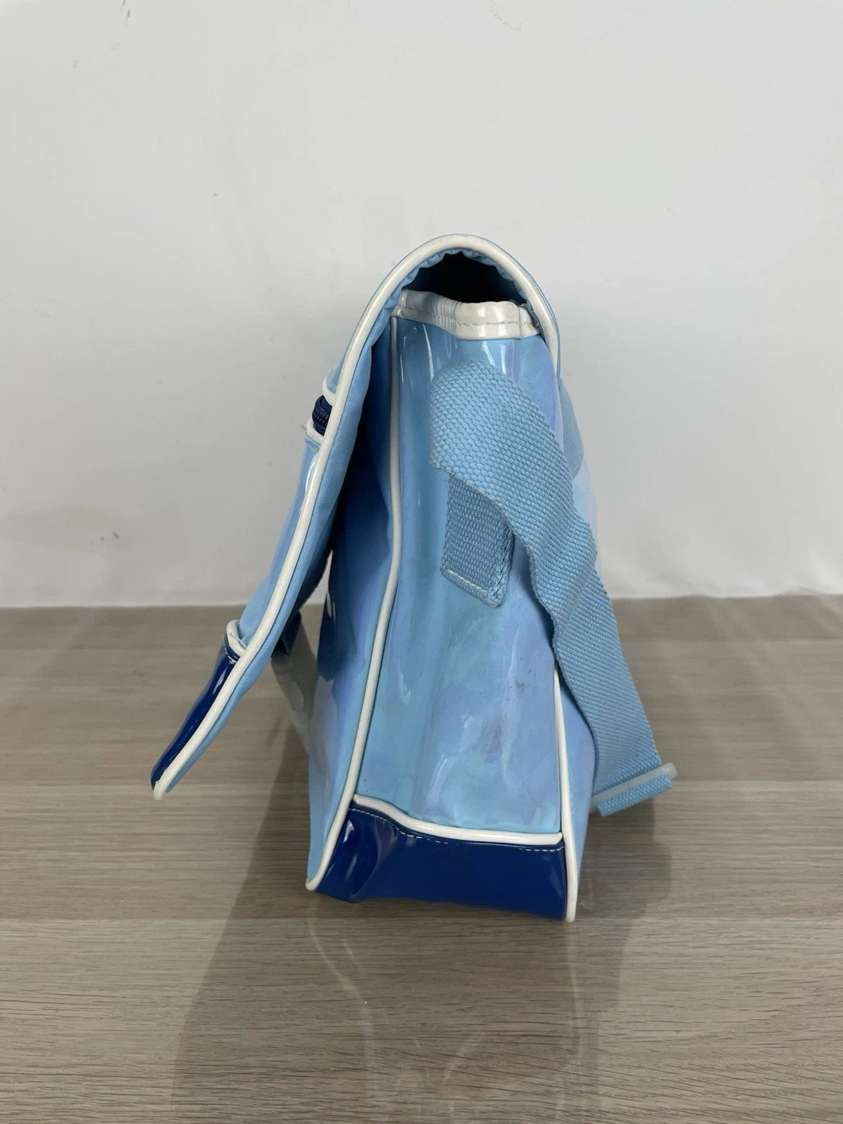 Borsa Naj Oleari I Love No Azzurra PVC Postina Tracolla Vintage Cartella Scuola