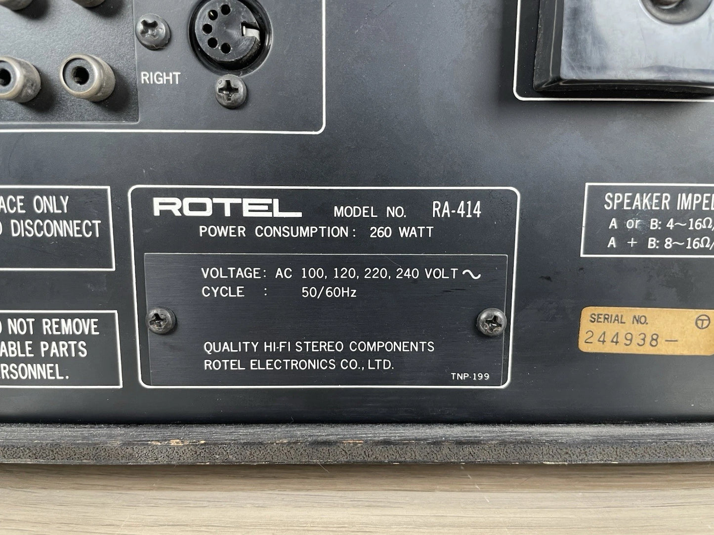 Amplificatore Integrato Rotel RA-414 Stereo HiFi Argento Vintage Anni 70 Japan