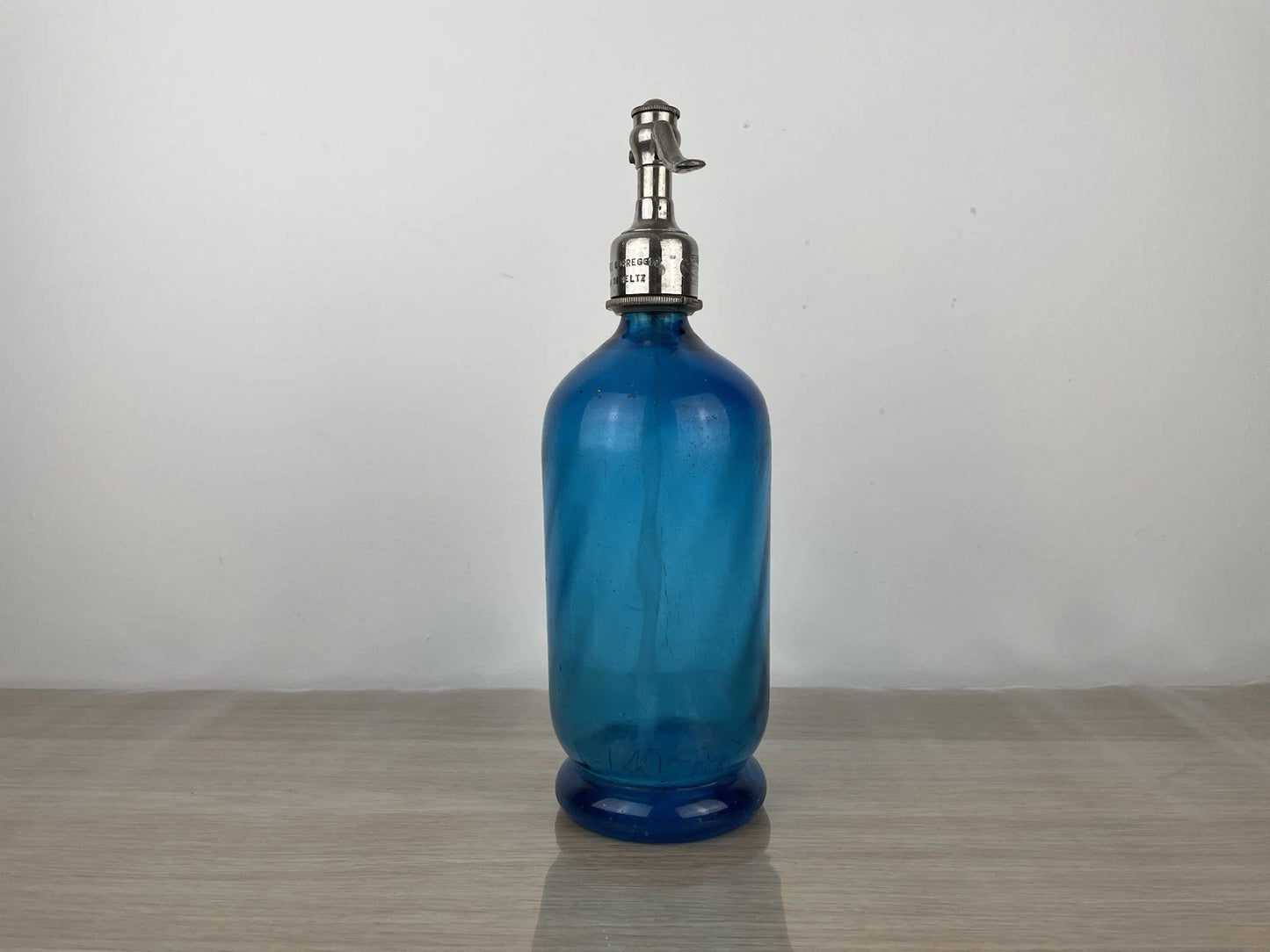 Antico Autoseltz Vetro Sifone Seltz La Torinese Torino Gualdi Correggio Blu