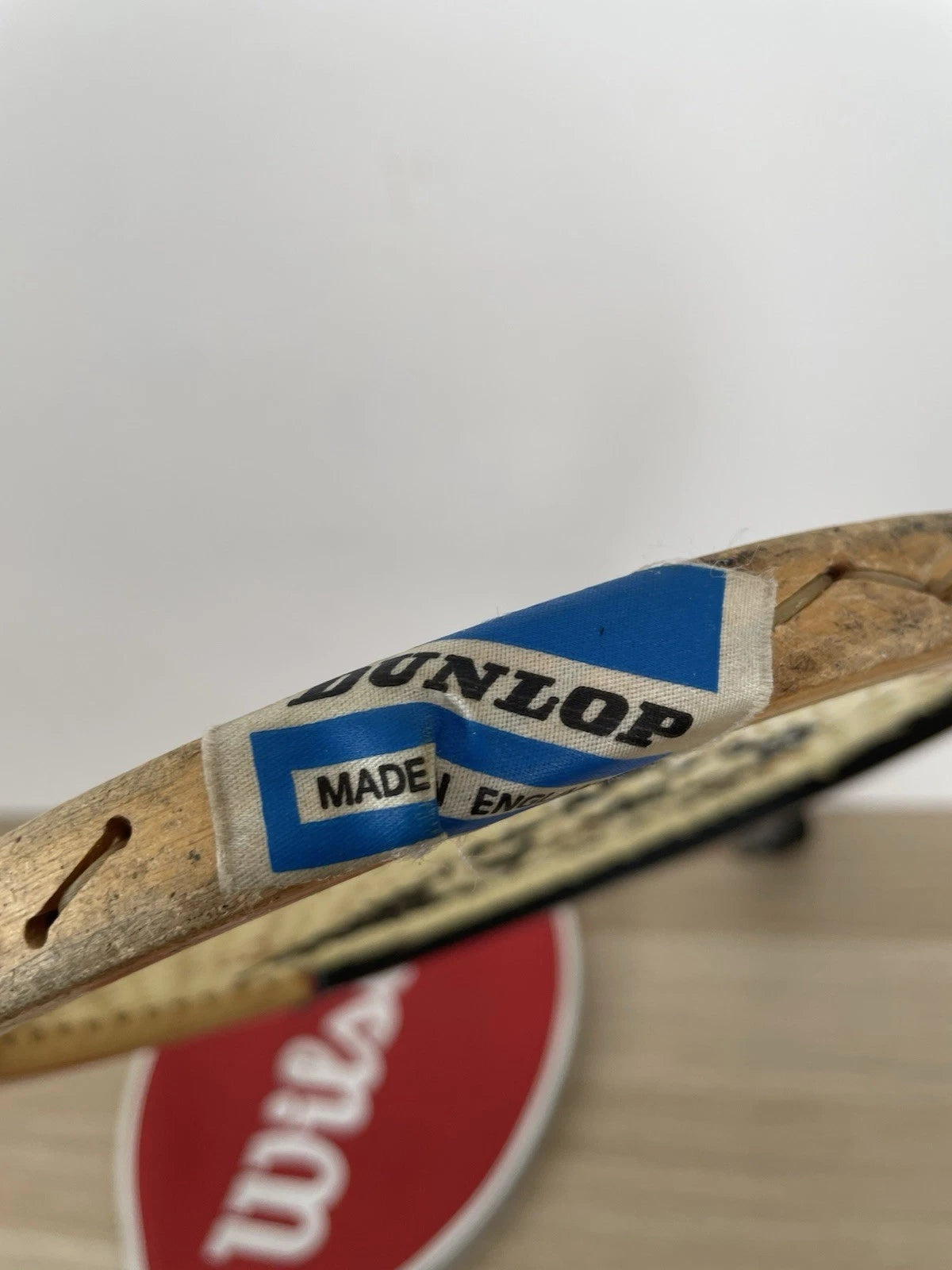 Racchetta Da Tennis Dunlop 41/8" Made In England Custodia Wilson Ecopelle Rossa