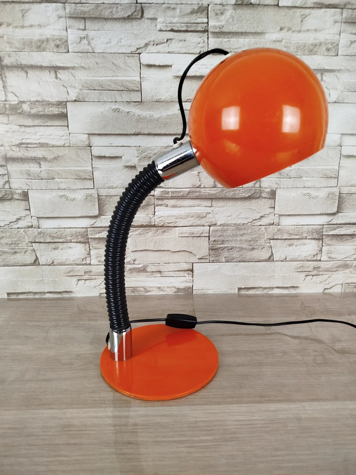 Lampada Da Tavolo Eyeball Space Age Vintage Anni 70 Arancione E Nero Snodabile