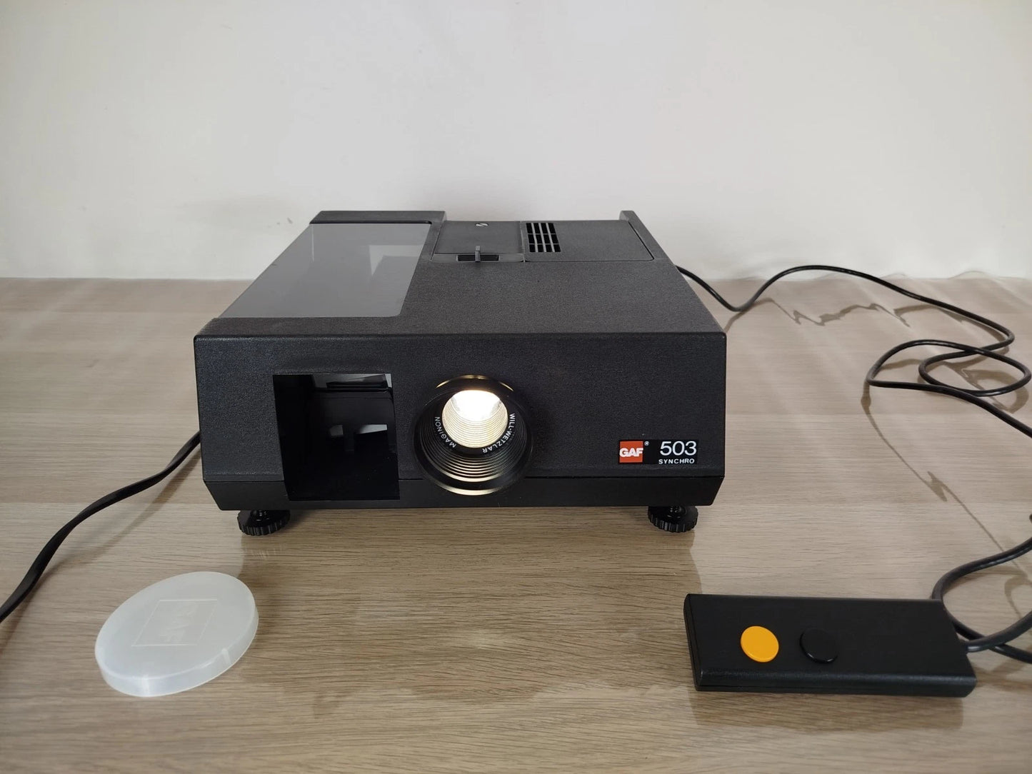 Proiettore Diapositive Gaf 503 Synchro Nero Vintage Con Telecomando Custodia