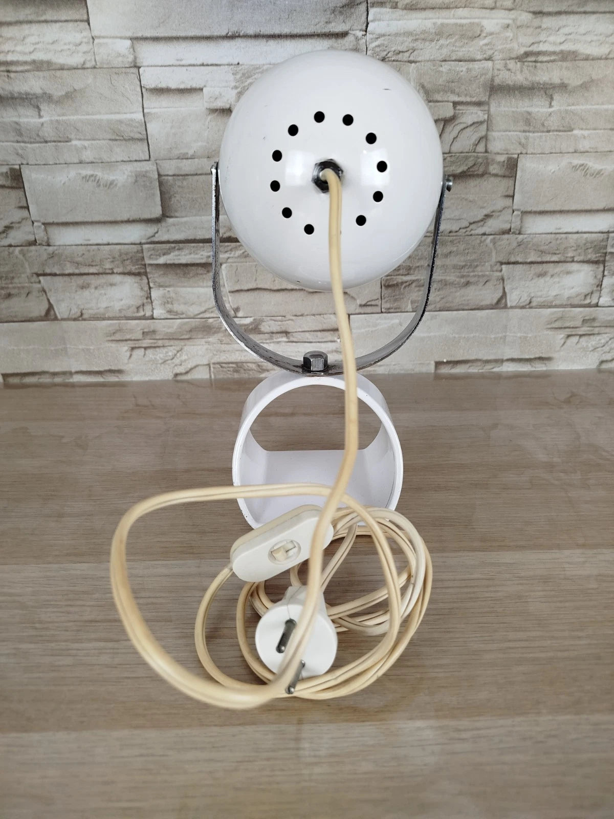 Coppia Di Lampade Da Tavolo Space Age Abat-jour Anni 70 Bianche Comodino Design