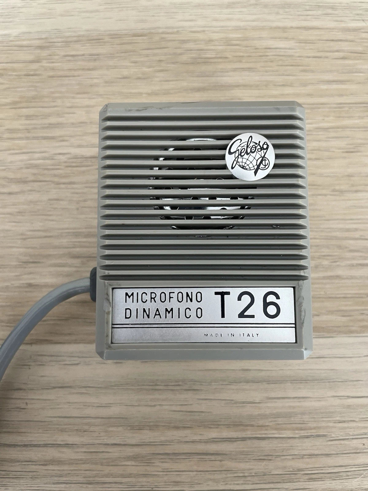 Microfono Dinamico Geloso T26 Per Magnetofono Vintage Epoca Con Cavo Grigio