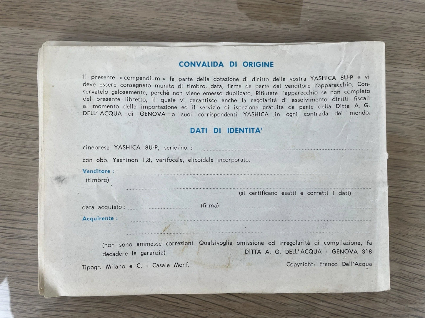 Cinepresa Yashica-Up Umatic-Power Super 8 Vintage Epoca Anni 60 Custodia Istruzioni