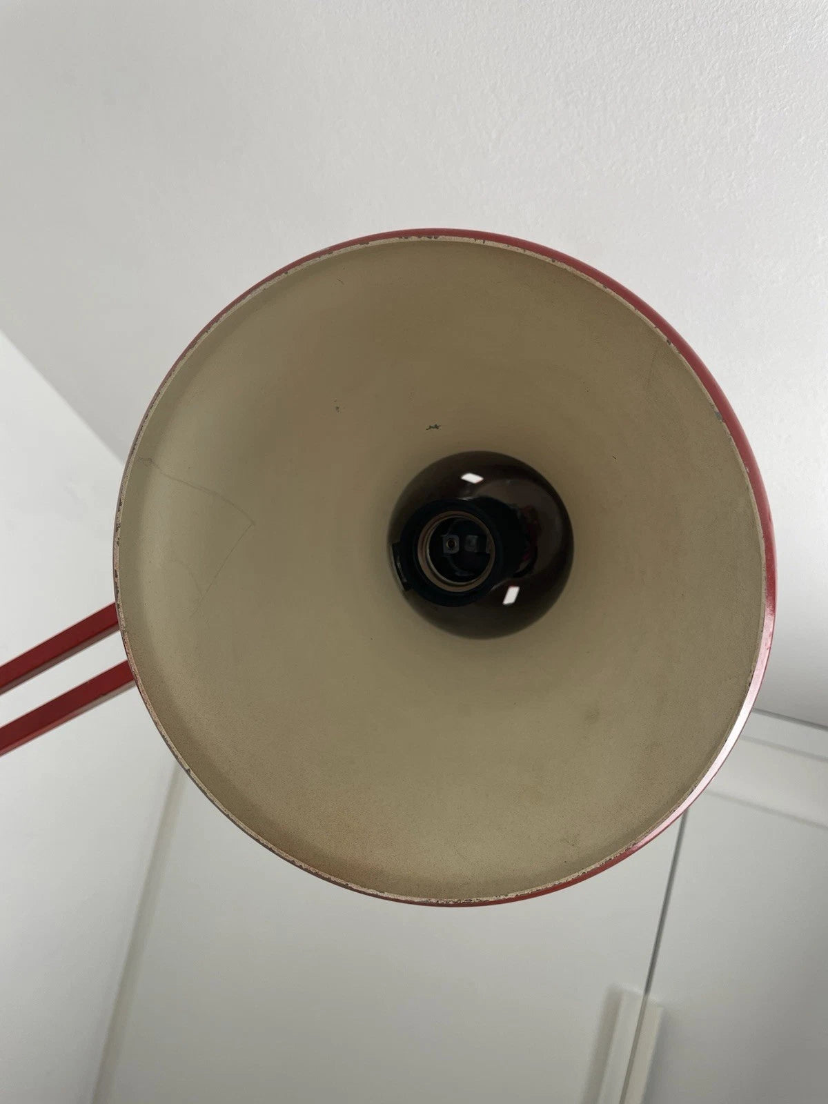 Lampada Snodabile Seminara Industriale Ministeriale Vintage Con Morsetto Rosso