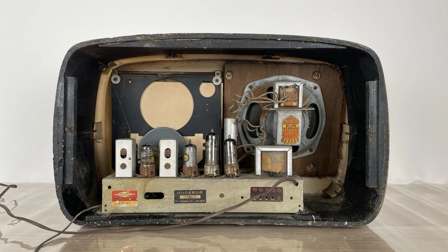 Antica Radio D'Epoca Minerva 525/2 Vintage Valvolare Anni 50 In Legno Solo AM