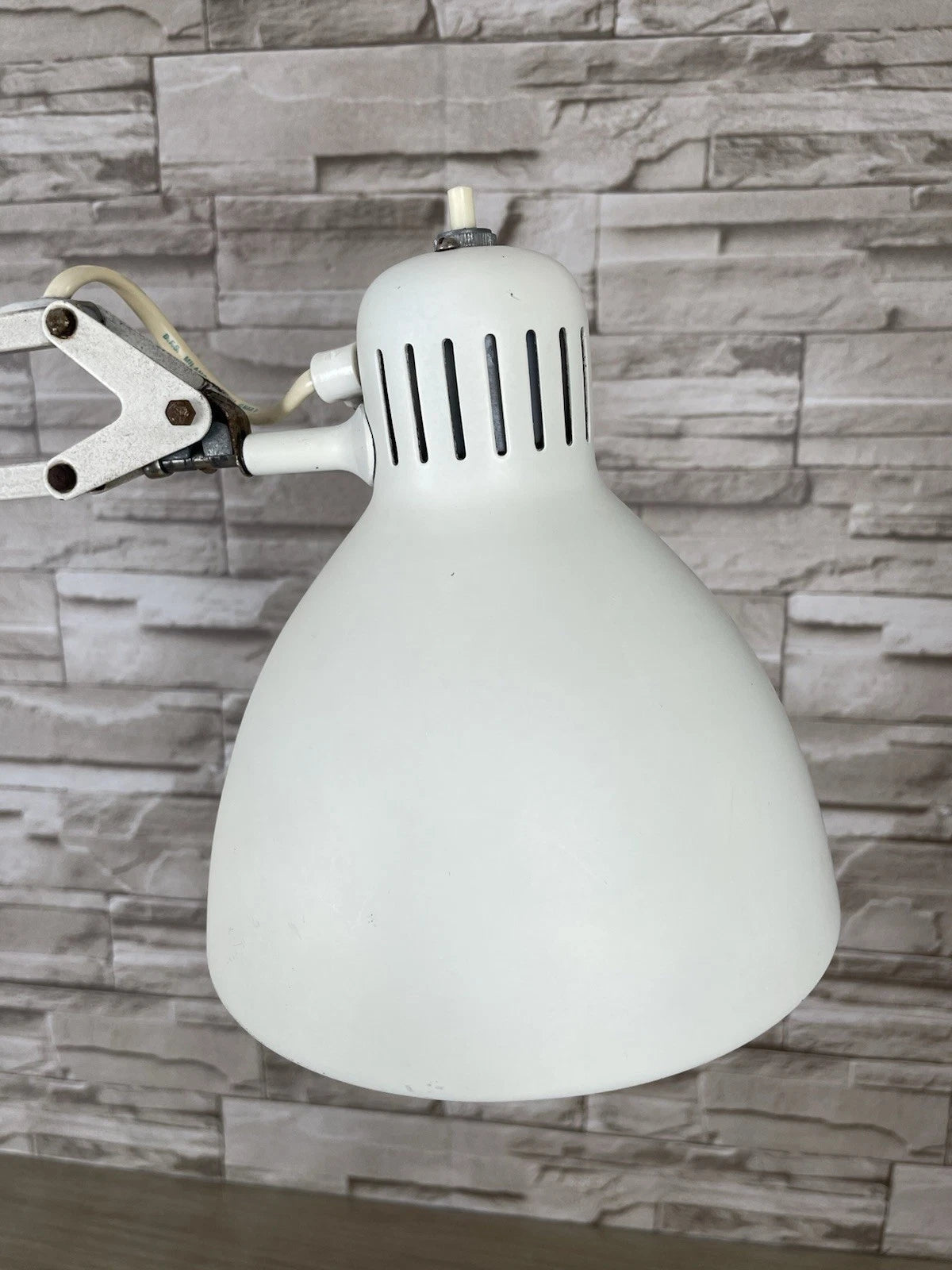 Lampada Industriale Vintage Naska Loris Snodabile Epoca Bianca Con Morsetto