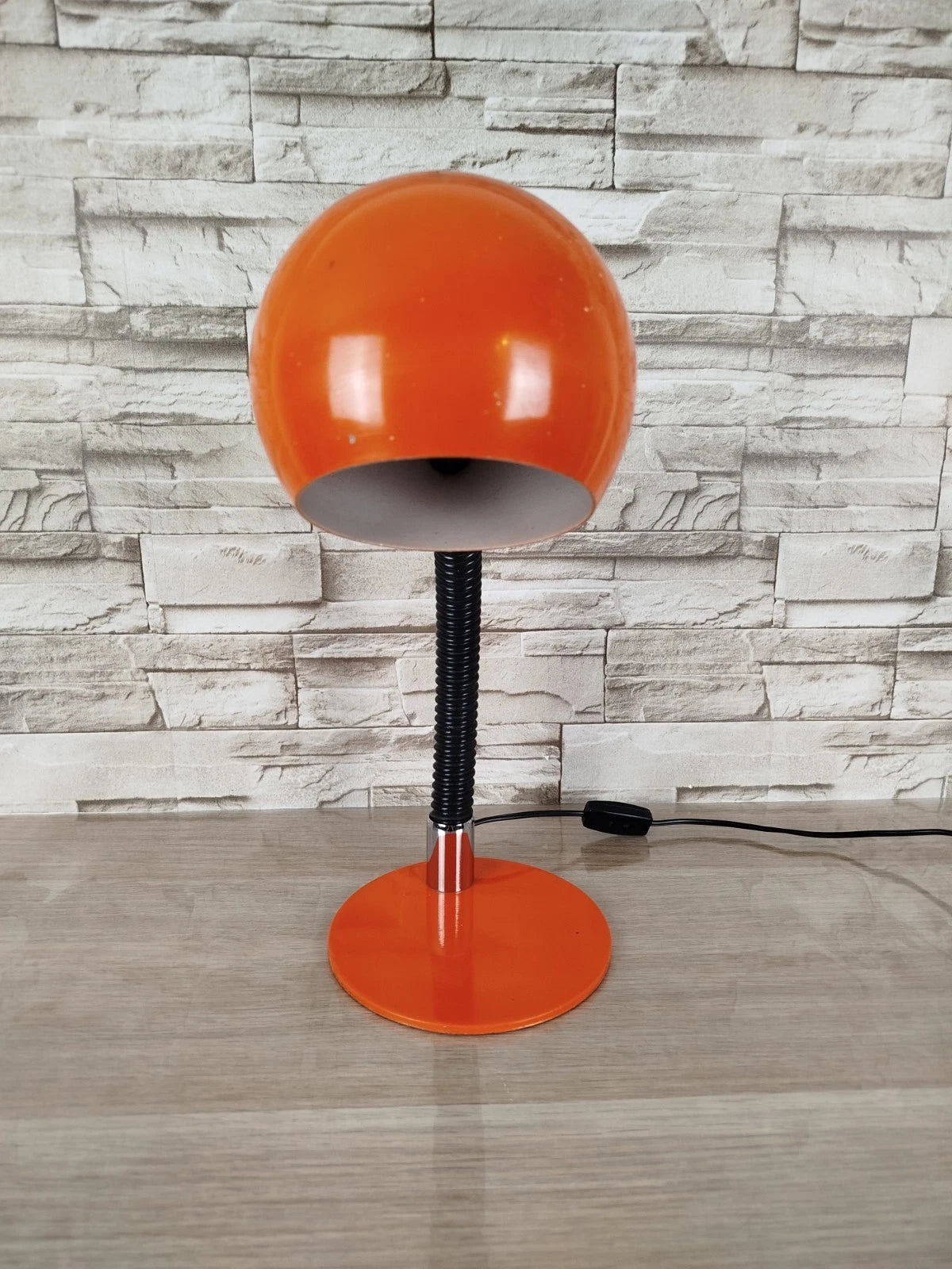 Lampada Da Tavolo Eyeball Space Age Vintage Anni 70 Arancione E Nero Snodabile
