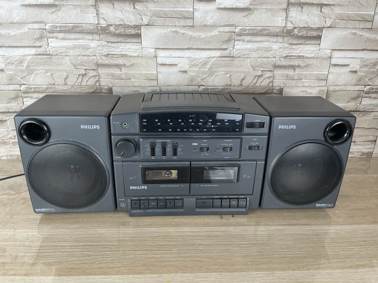 Boombox Radio Stereo Cassette Deck Philips AW7520/00 Nera Vintage Anni 90