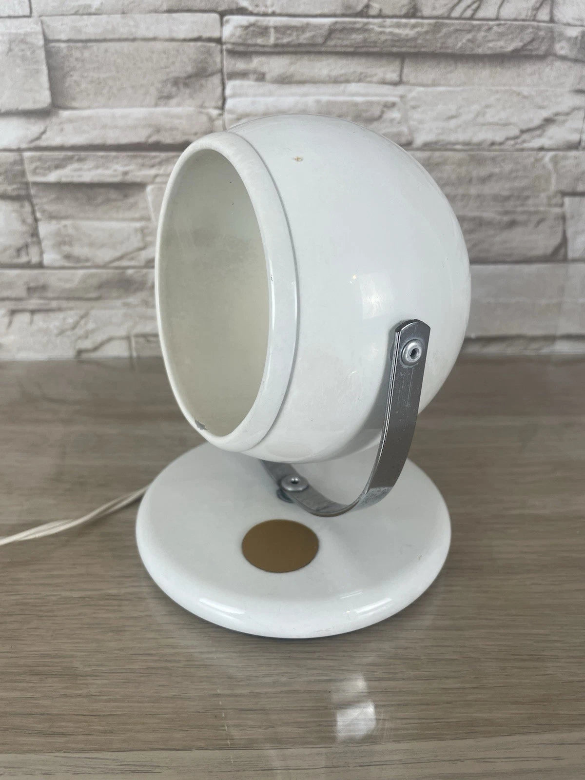 Lampada Da Tavolo Space Age Abat-jour Anni 70 Bianca Eyeball Design Con Cavo