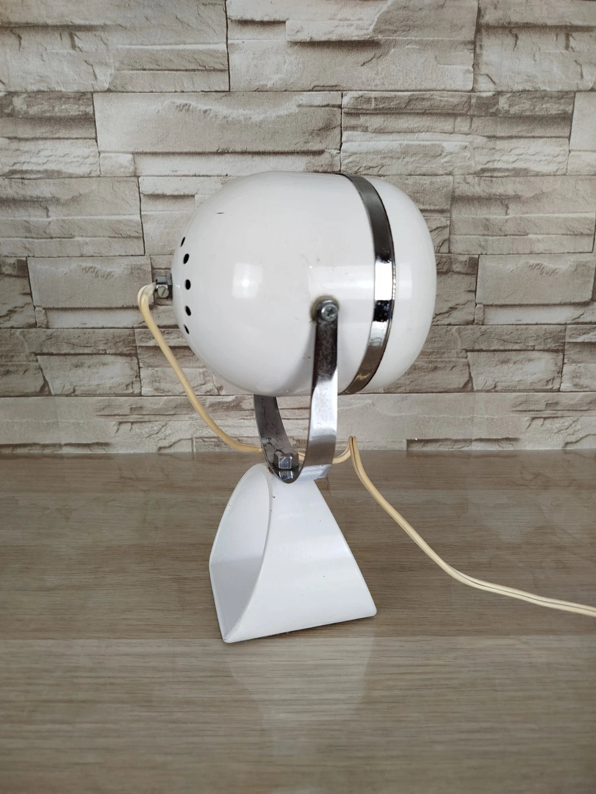 Coppia Di Lampade Da Tavolo Space Age Abat-jour Anni 70 Bianche Comodino Design