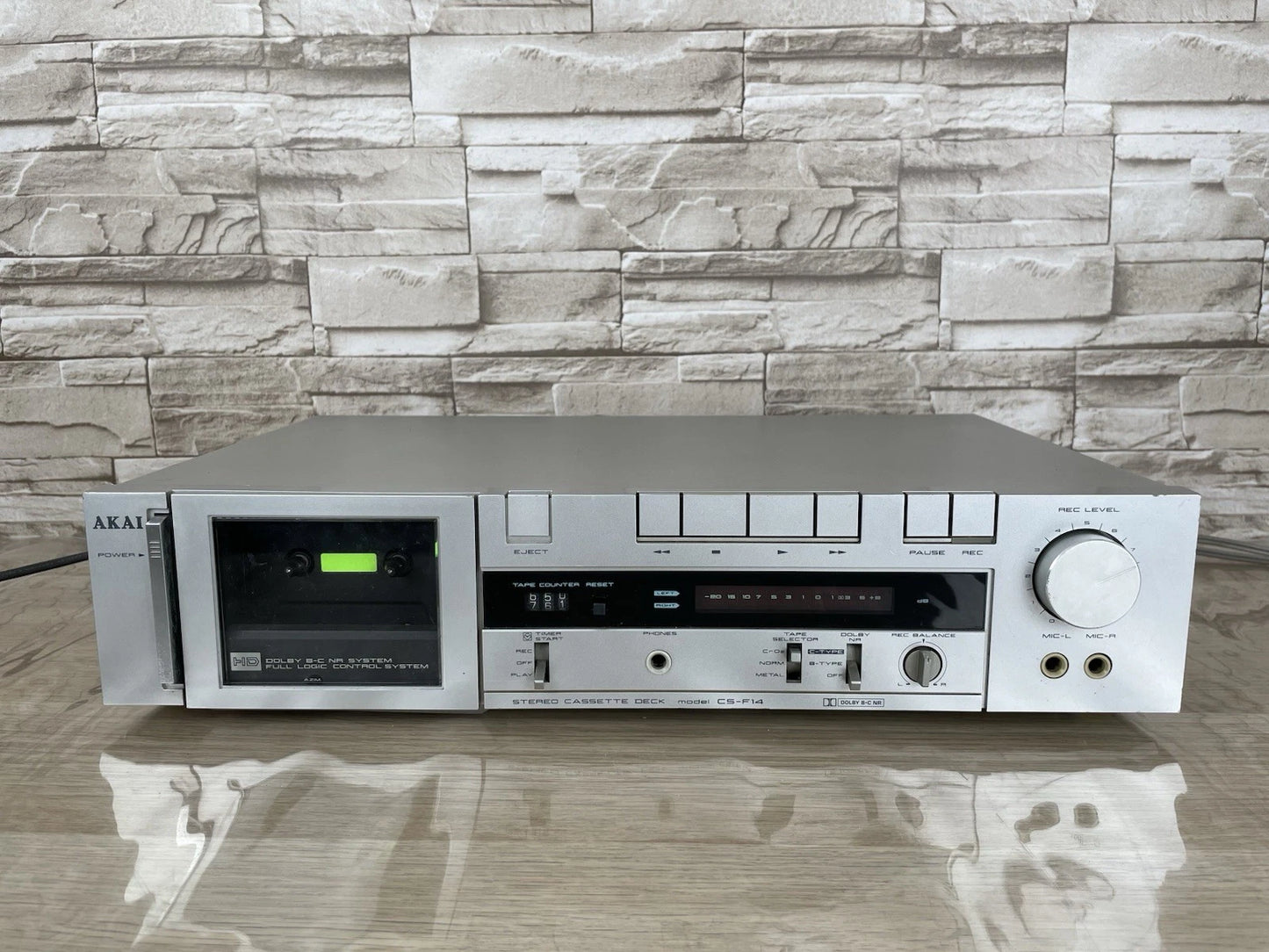 Piastra Cassette Akai CS-F14 Vintage HiFi Stereo Argento Anni 80 Musicassette