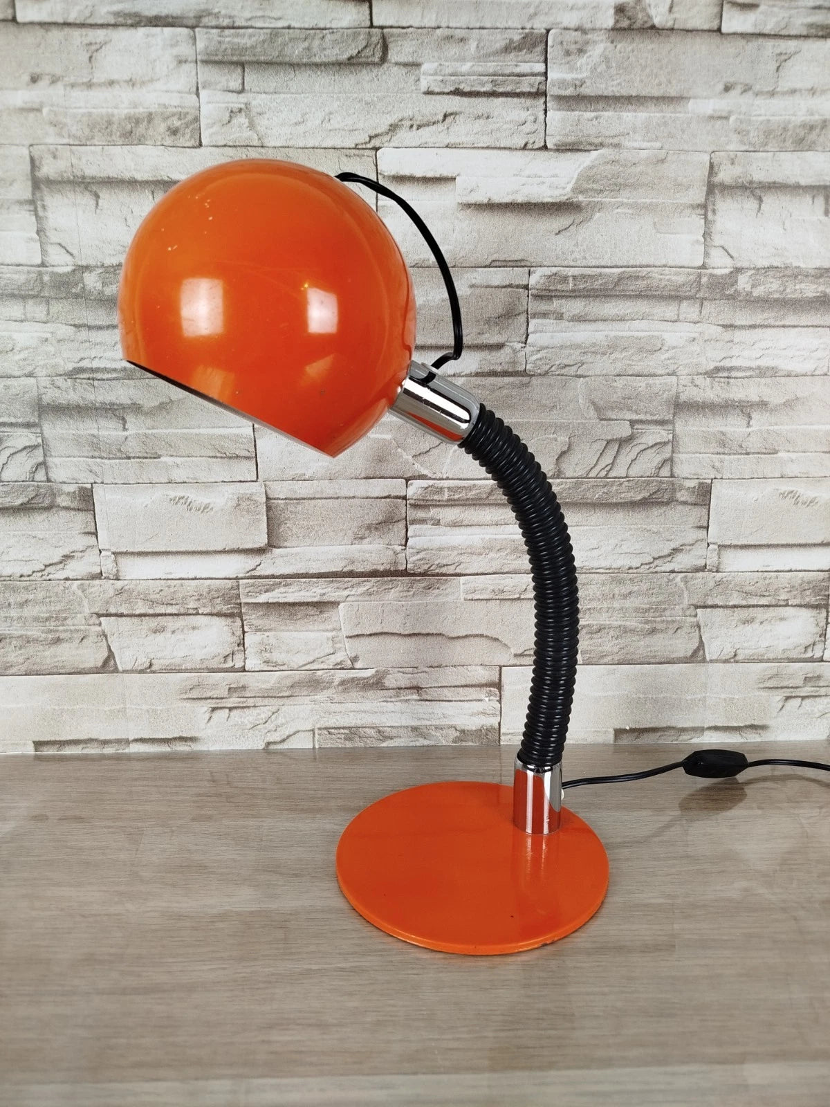 Lampada Da Tavolo Eyeball Space Age Vintage Anni 70 Arancione E Nero Snodabile