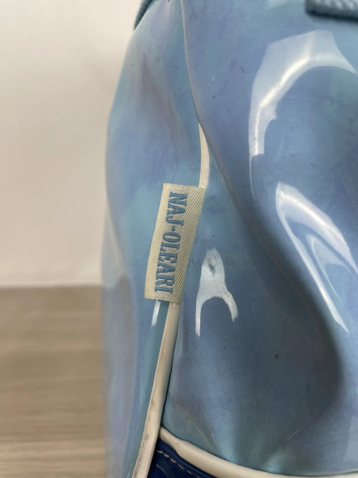 Borsa Naj Oleari I Love No Azzurra PVC Postina Tracolla Vintage Cartella Scuola