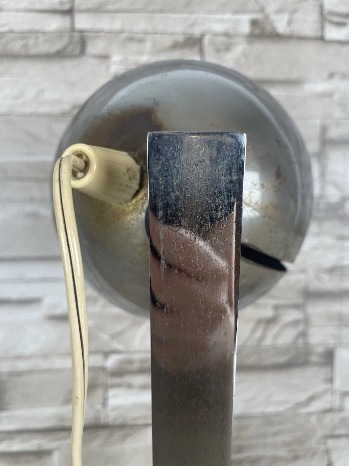 Lampada Da Tavolo Eyeball Space Age Vintage Anni 70 Argento E Nero Snodabile