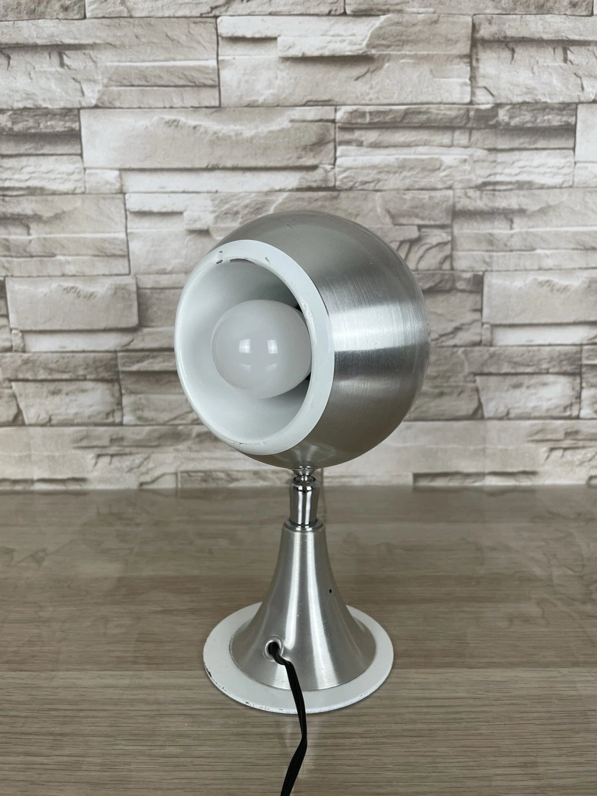 Lampada Da Tavolo Spiace Age Eyeball Vintage Argento Epoca Anni 60 Abat-jour