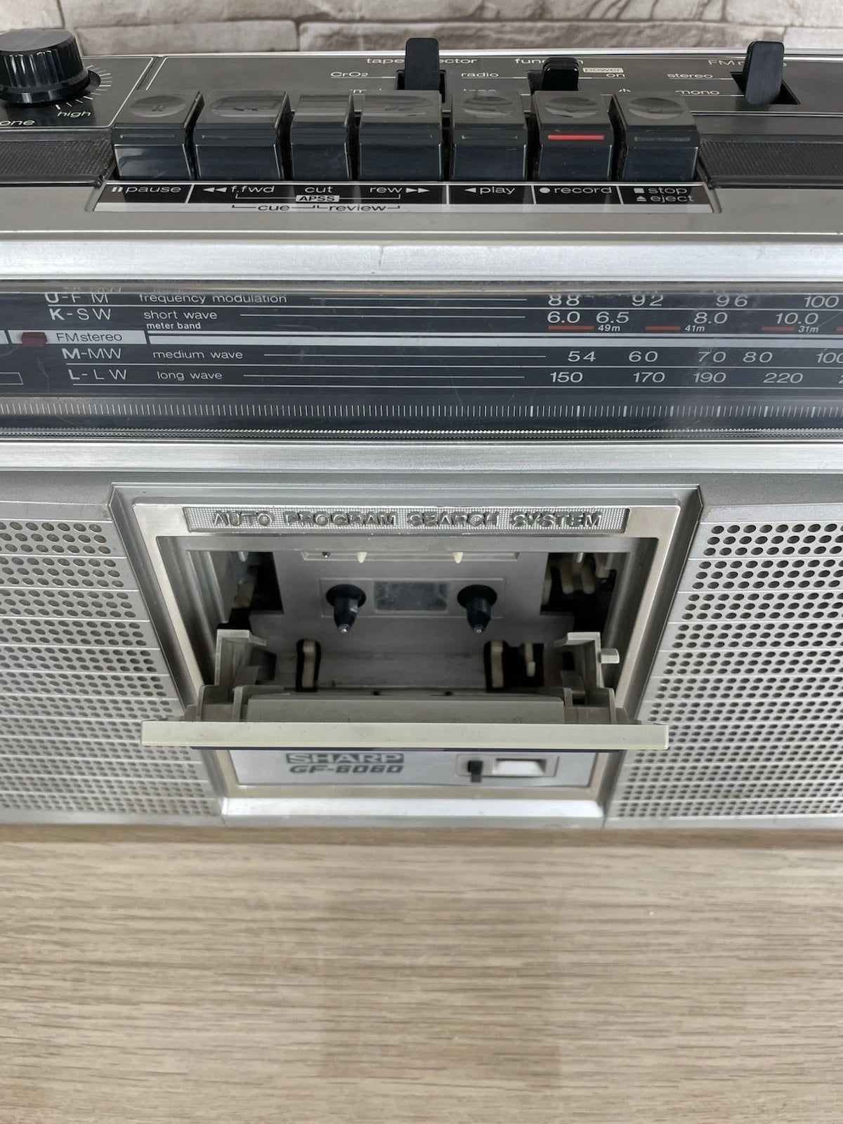 Boombox Ghettoblaster Sharp GF-6060 Stereo Cassette Deck Radio AM FM Argento
