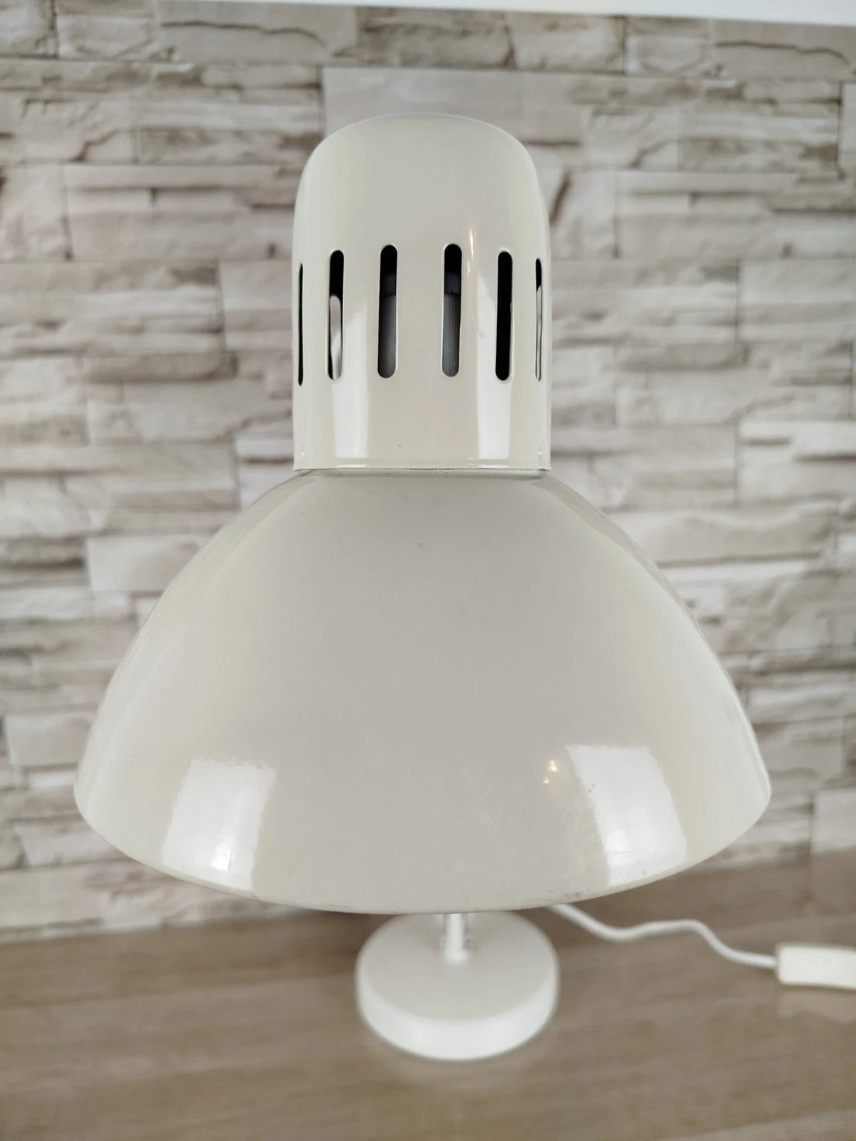 Lampada Da Tavolo Snodabile Industriale Bianca Da Officina Vintage Con Cavo