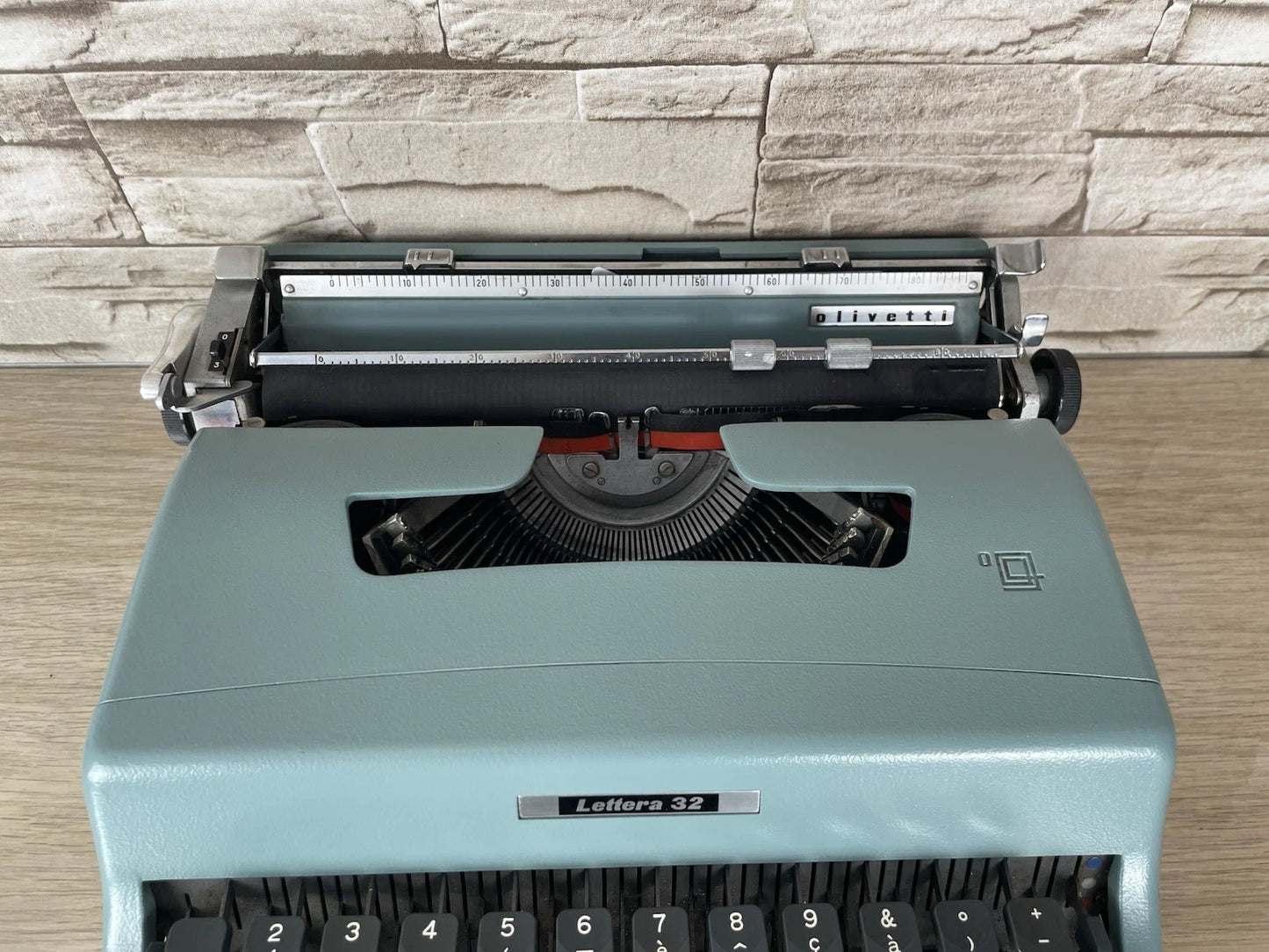 Macchina Da Scrivere Olivetti Lettera 32 Vintage Design Nizzoli Anni 60 Azzurra