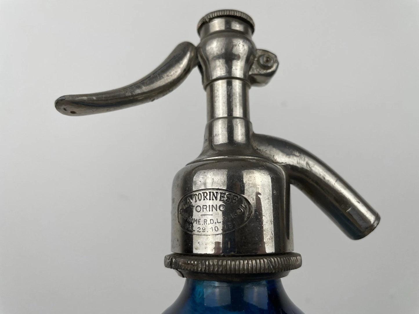 Antico Autoseltz Vetro Sifone Seltz La Torinese Torino Gualdi Correggio Blu