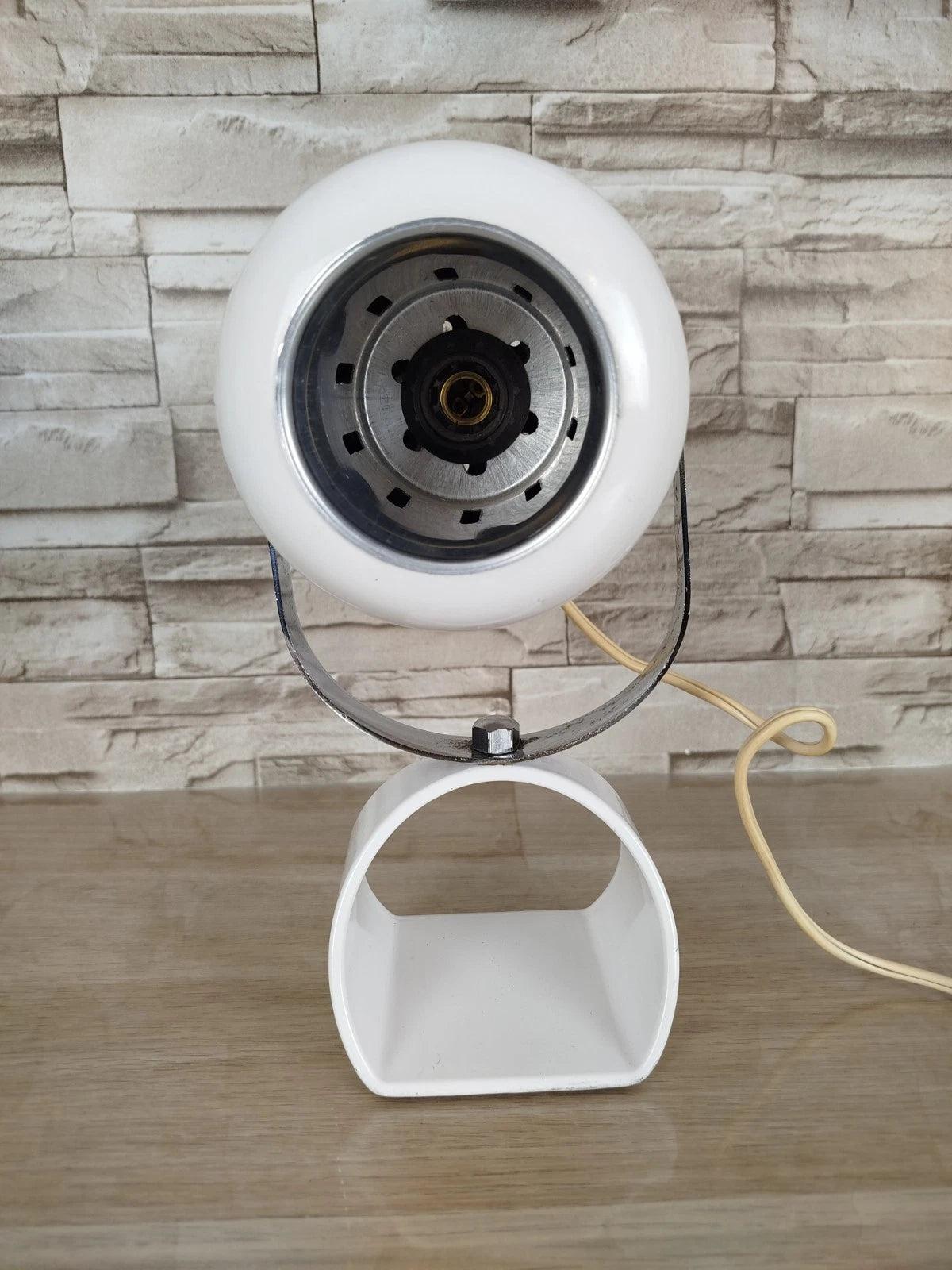 Coppia Di Lampade Da Tavolo Space Age Abat-jour Anni 70 Bianche Comodino Design