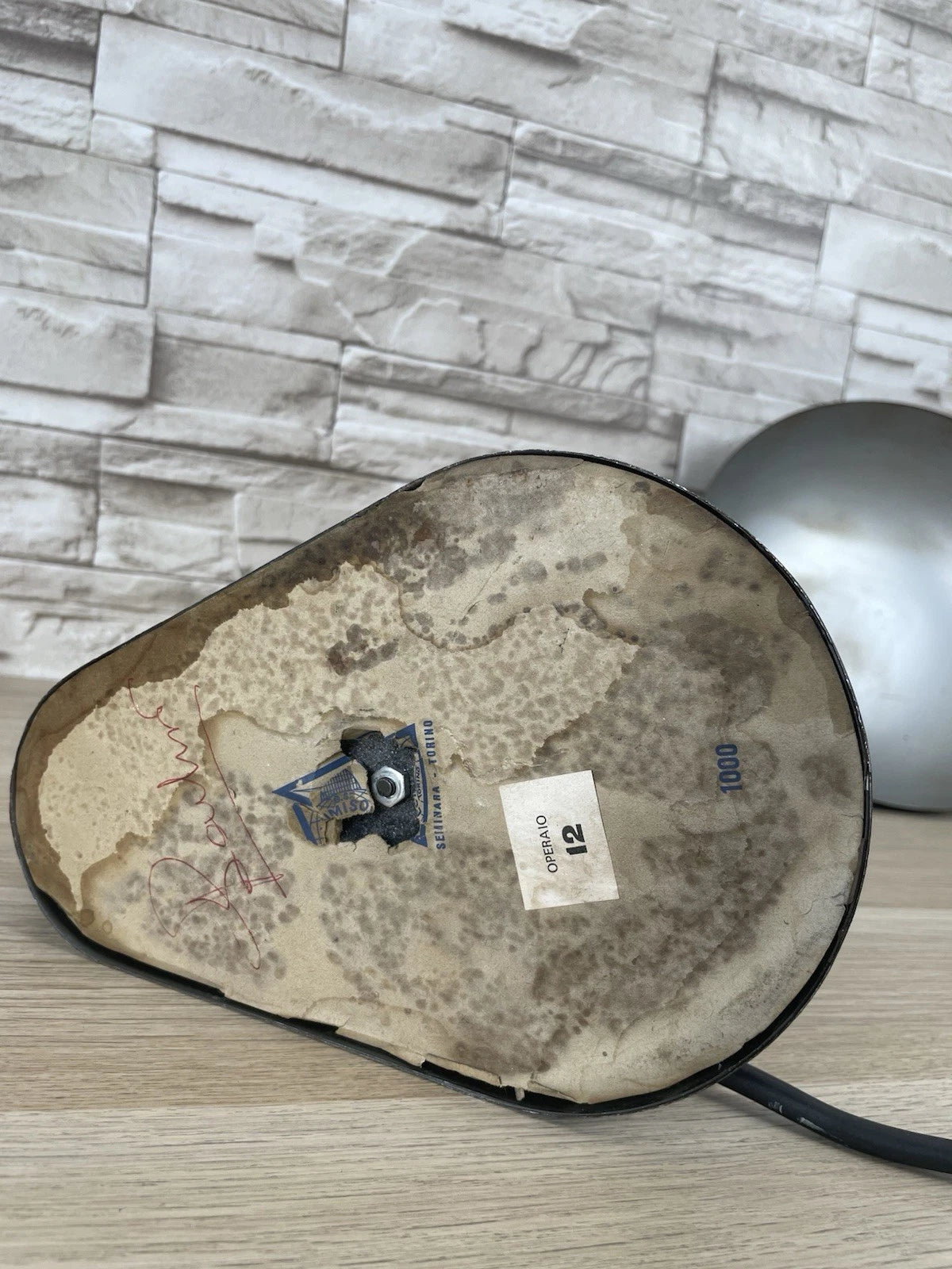 Lampada Da Tavolo Seminara Vintage Epoca Anni 60 Ministeriale Industriale Grigio