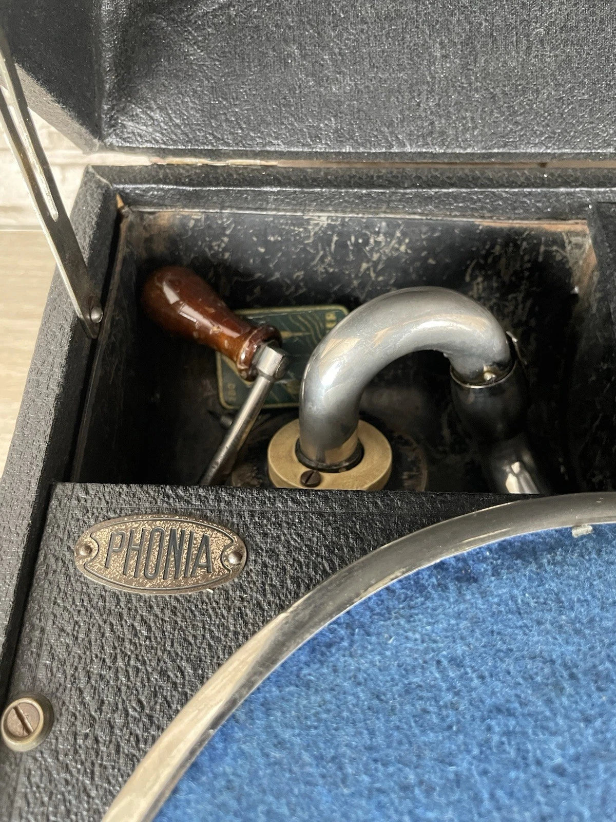 Grammofono Portatile Da Pic-Nic Valigetta Vintage Epoca Anni '30 Phonia 78 Giri