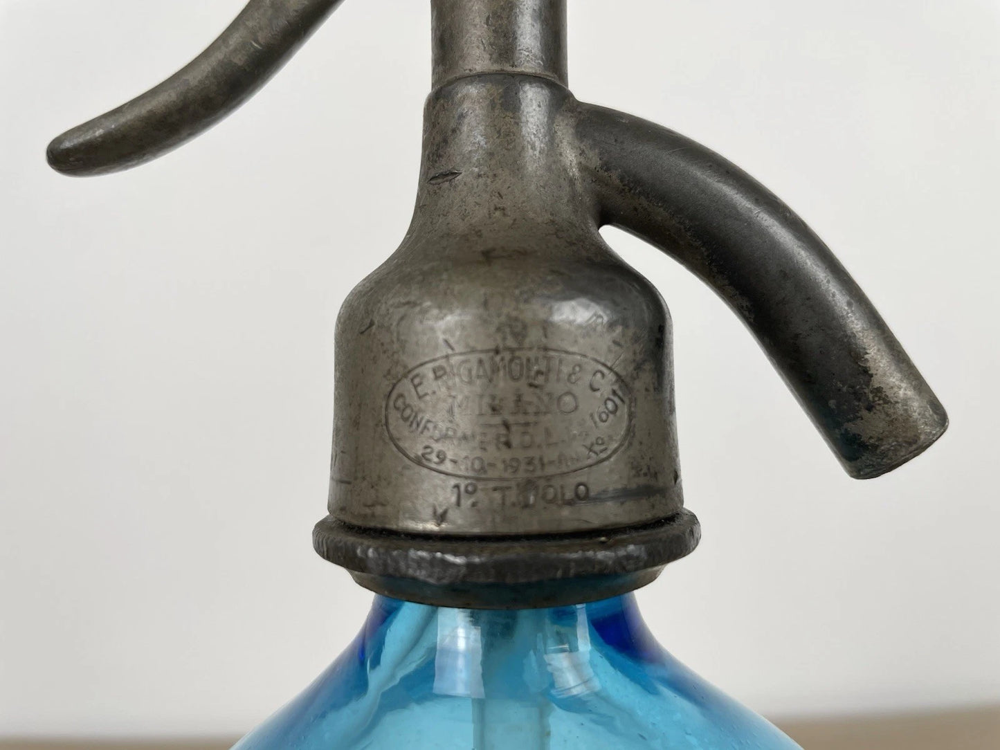 Autoseltz Vetro Sifone Seltz Proverbio Monza Azzurro Antico Epoca Anni 30 Blu