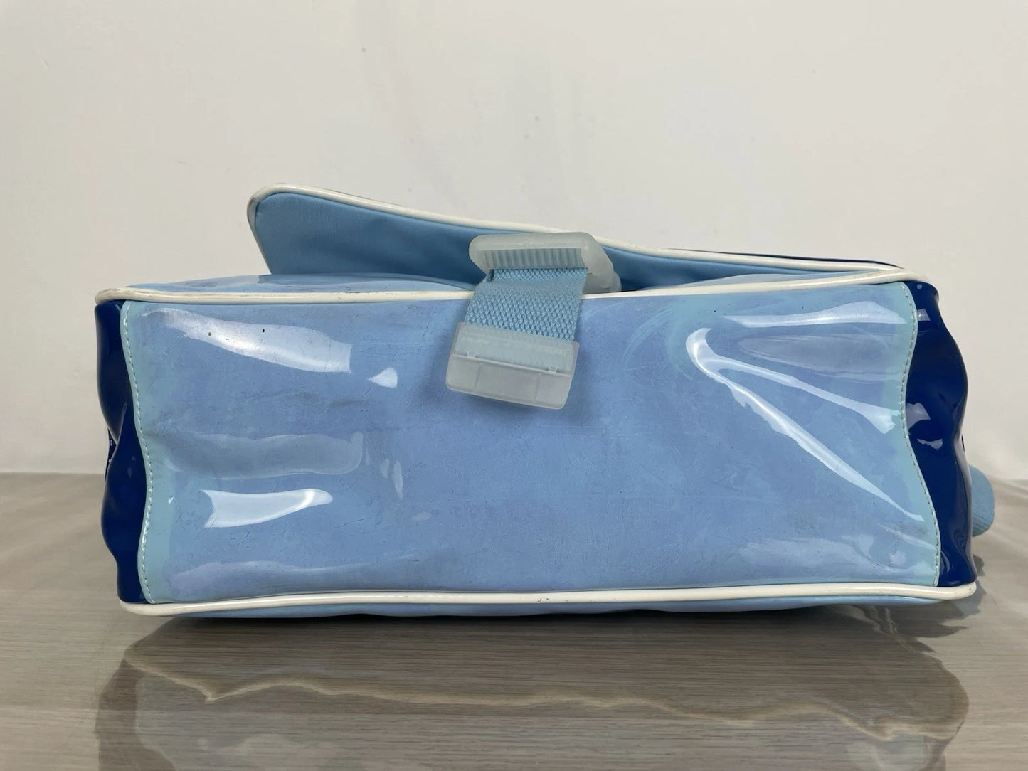 Borsa Naj Oleari I Love No Azzurra PVC Postina Tracolla Vintage Cartella Scuola