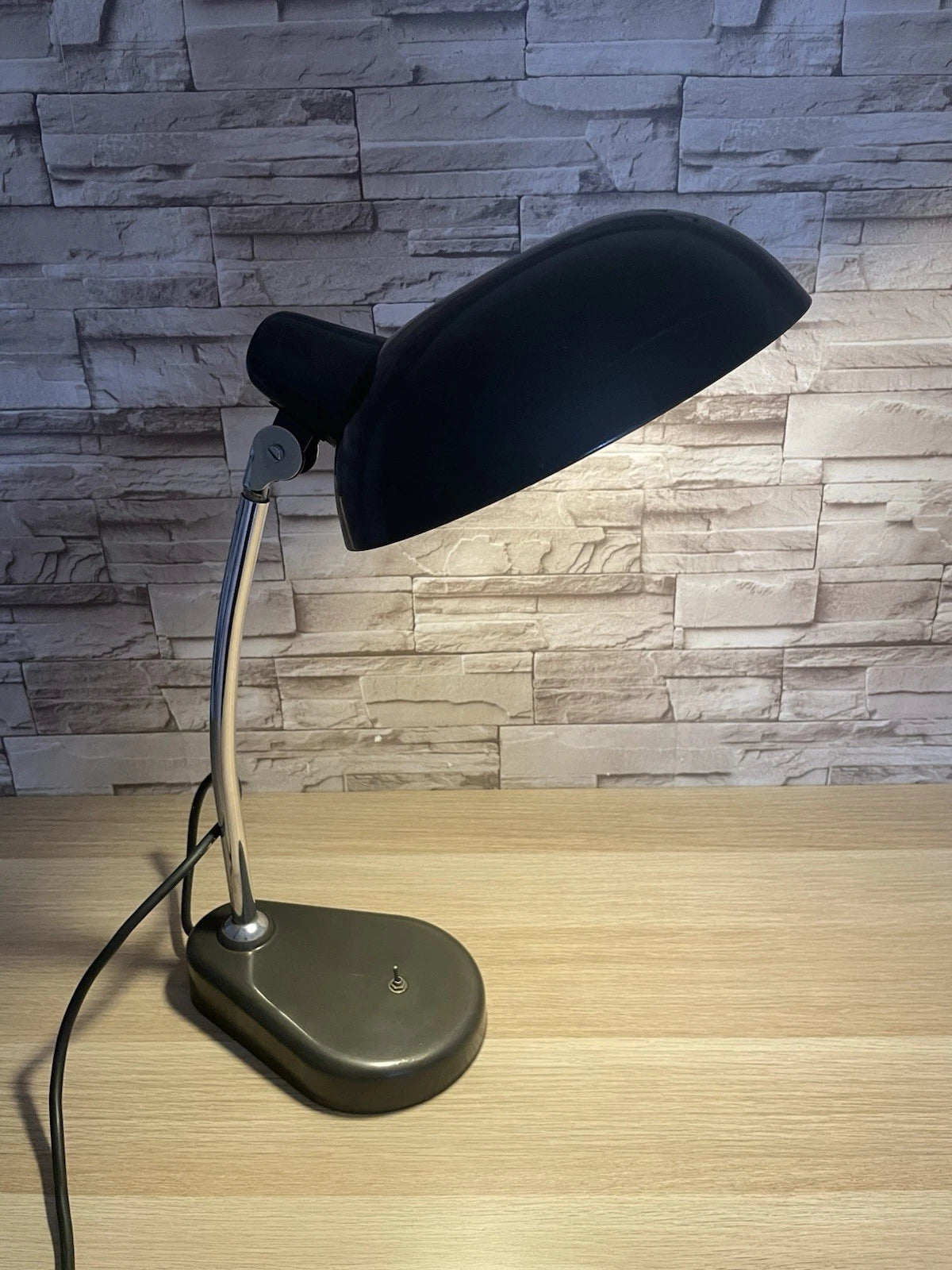 Lampada Da Tavolo Seminara Vintage Epoca Anni 60 Ministeriale Industriale Grigio