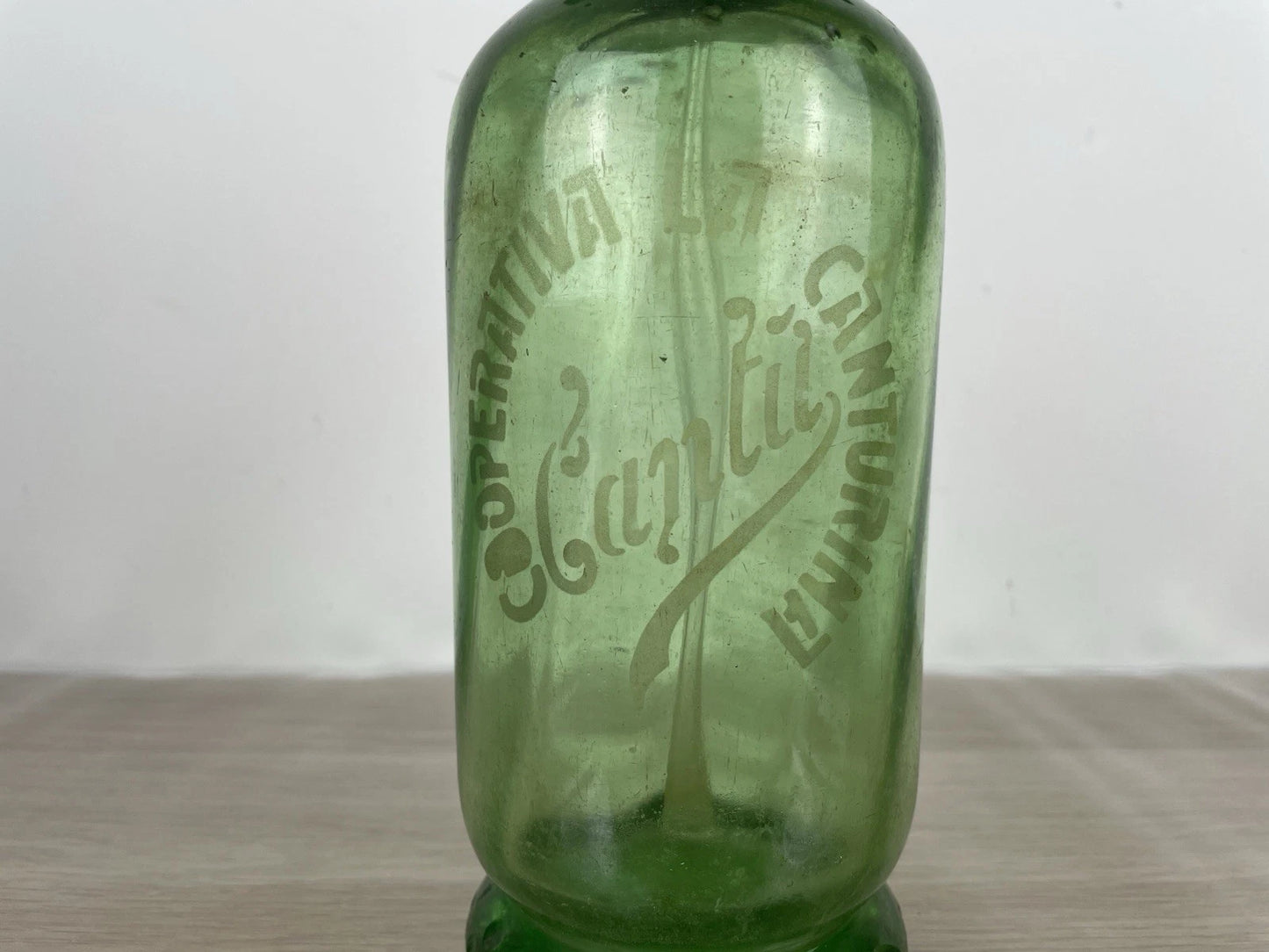 Autoseltzer In Vetro Sifone Seltz Cooperativa Canturina Cantù Verde Anni 30 Epoca
