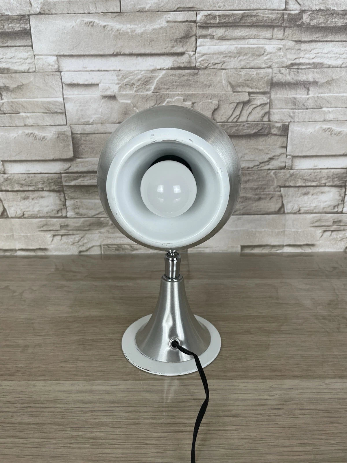 Lampada Da Tavolo Spiace Age Eyeball Vintage Argento Epoca Anni 60 Abat-jour