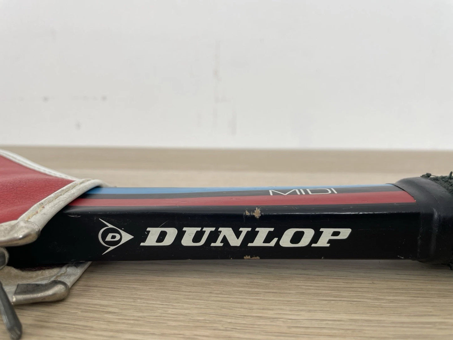 Racchetta Da Tennis Dunlop 41/8" Made In England Custodia Wilson Ecopelle Rossa