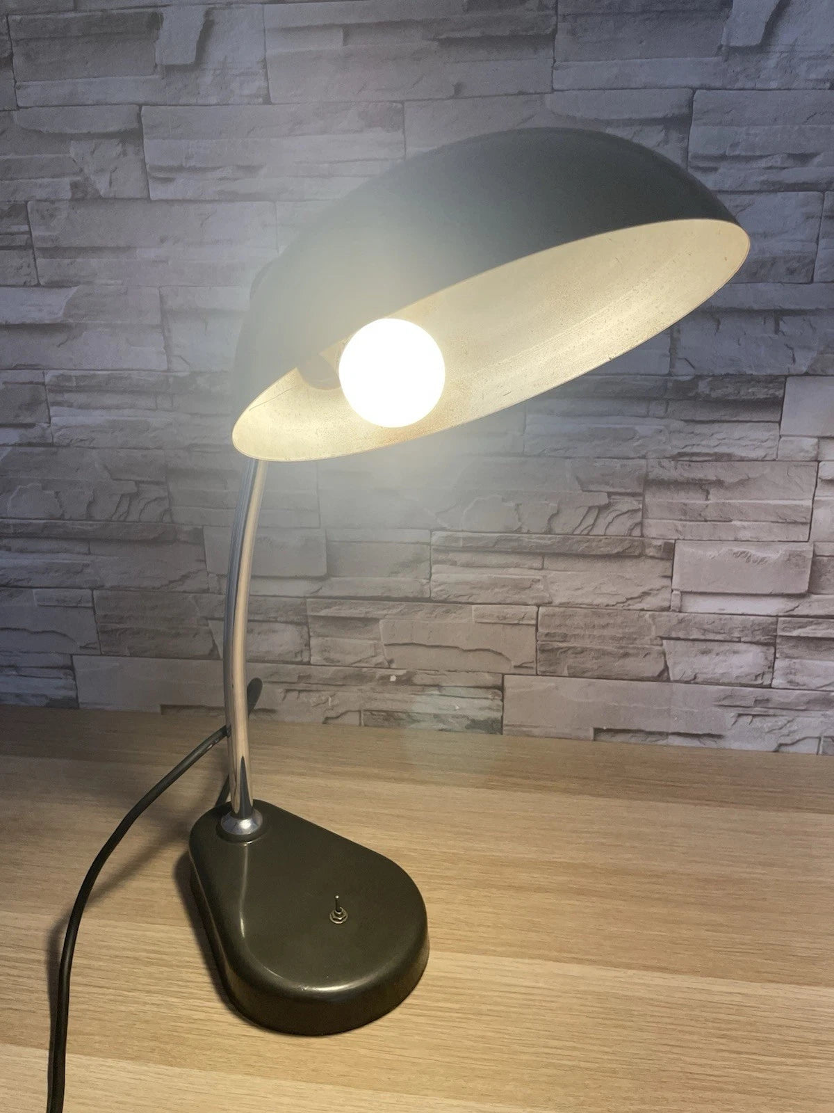 Lampada Da Tavolo Seminara Vintage Epoca Anni 60 Ministeriale Industriale Grigio