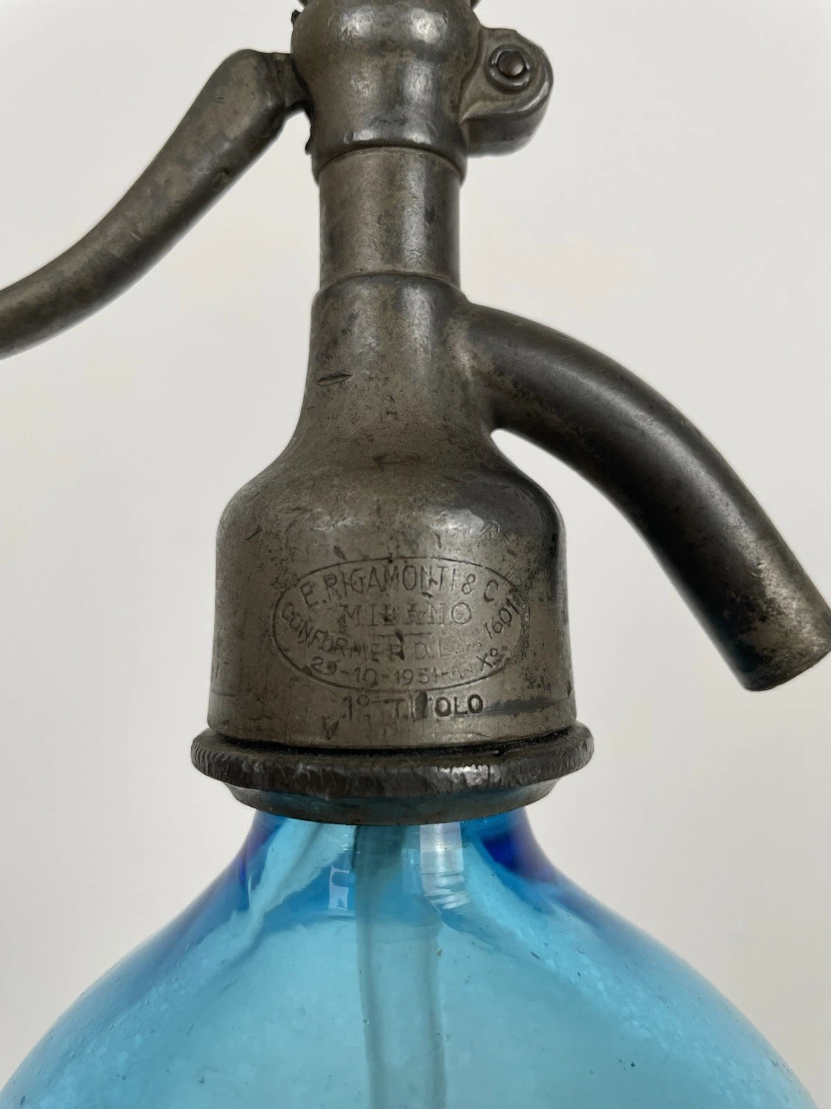 Autoseltz Vetro Sifone Seltz Proverbio Monza Azzurro Antico Epoca Anni 30 Blu