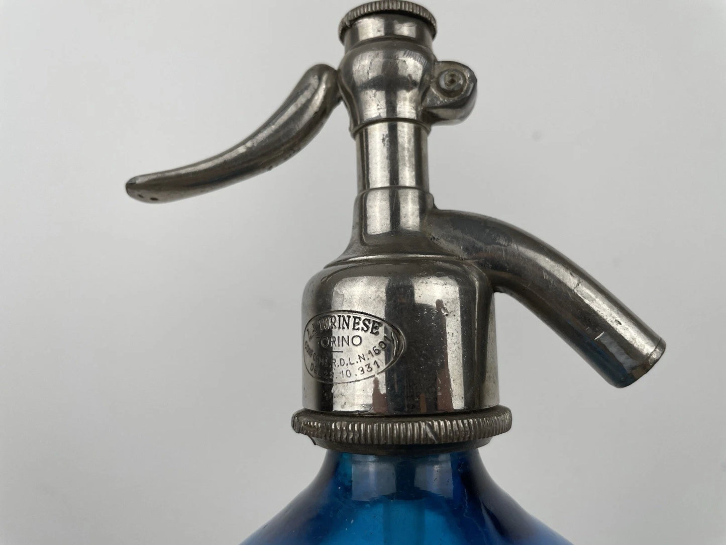 Antico Autoseltz Vetro Sifone Seltz La Torinese Torino Gualdi Correggio Blu