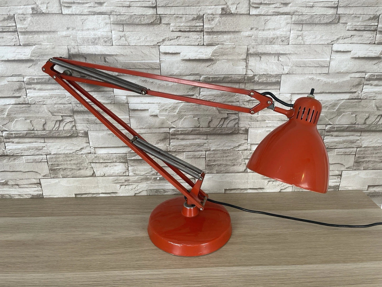 Lampada Da Tavolo Luxo Naska Loris Rosso Vintage Epoca Snodabile Industriale
