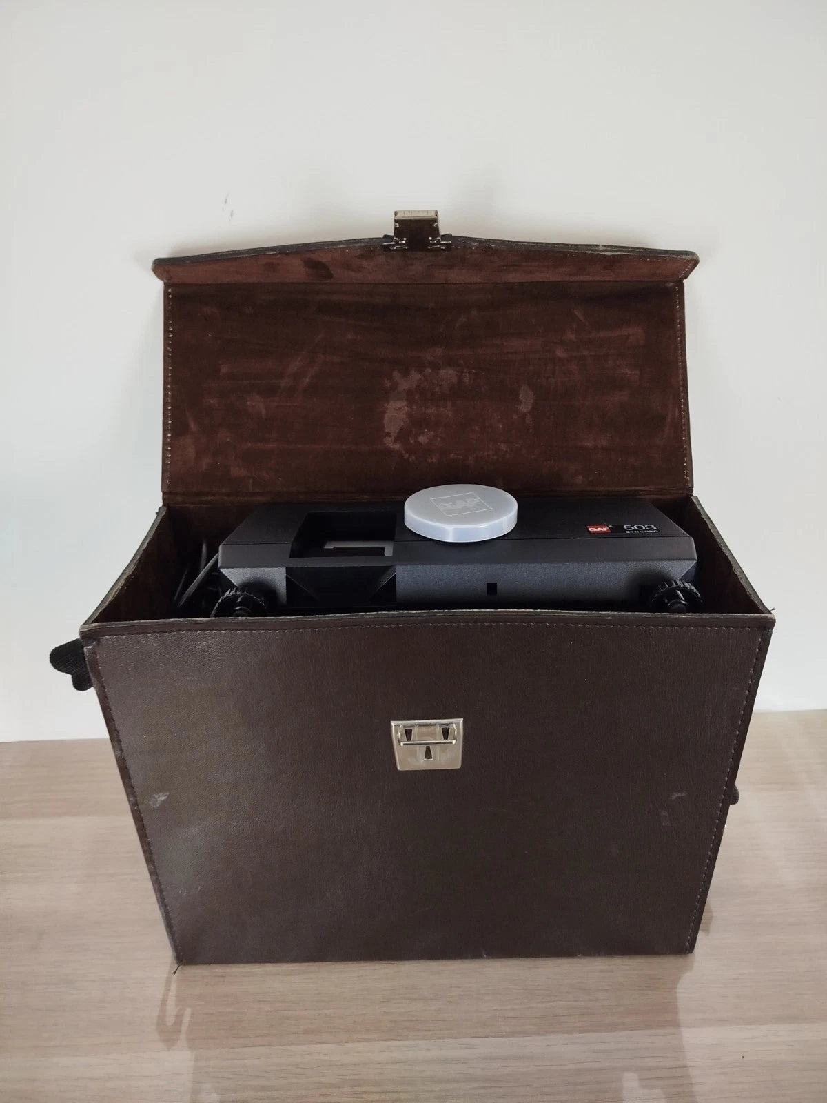 Proiettore Diapositive Gaf 503 Synchro Nero Vintage Con Telecomando Custodia