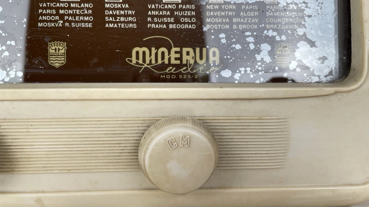 Antica Radio D'Epoca Minerva 525/2 Vintage Valvolare Anni 50 In Legno Solo AM