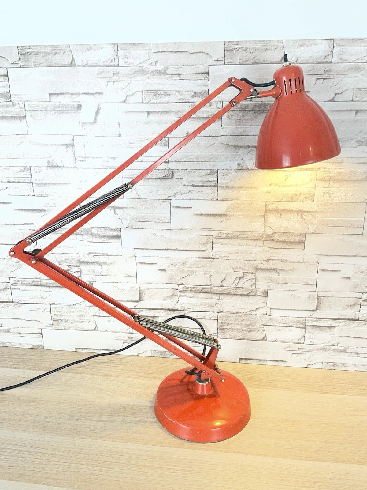 Lampada Da Tavolo Luxo Naska Loris Rosso Vintage Epoca Snodabile Industriale