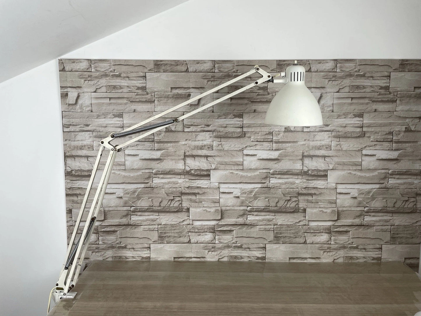 Lampada Industriale Vintage Naska Loris Snodabile Epoca Bianca Con Morsetto