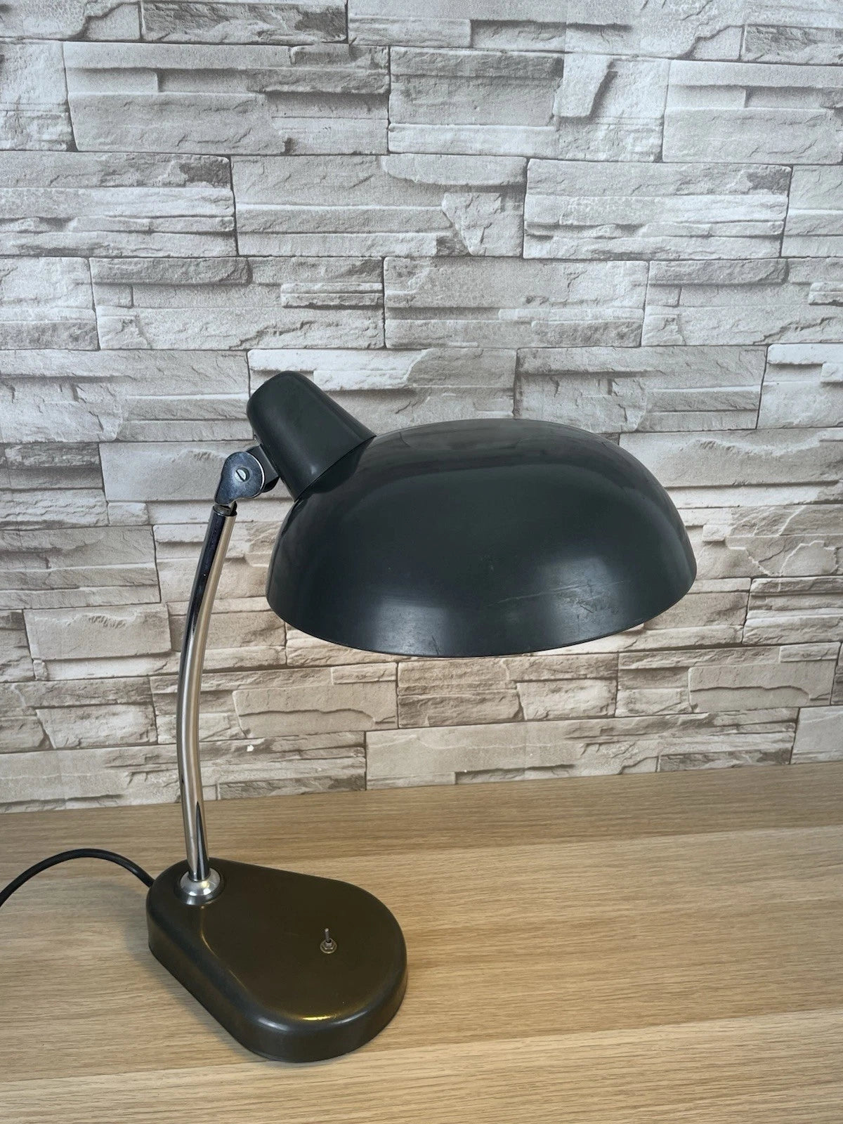 Lampada Da Tavolo Seminara Vintage Epoca Anni 60 Ministeriale Industriale Grigio
