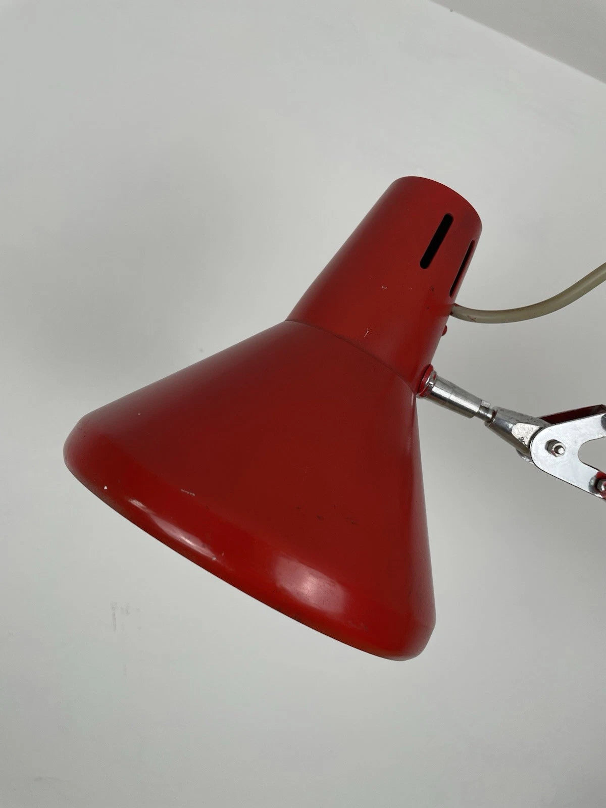 Lampada Snodabile Seminara Industriale Ministeriale Vintage Con Morsetto Rosso