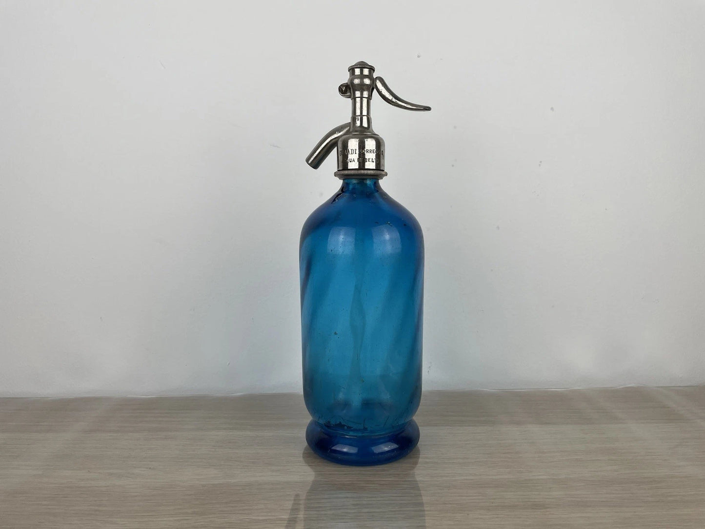 Antico Autoseltz Vetro Sifone Seltz La Torinese Torino Gualdi Correggio Blu