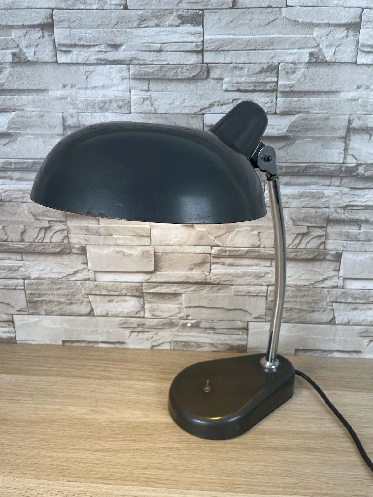 Lampada Da Tavolo Seminara Vintage Epoca Anni 60 Ministeriale Industriale Grigio