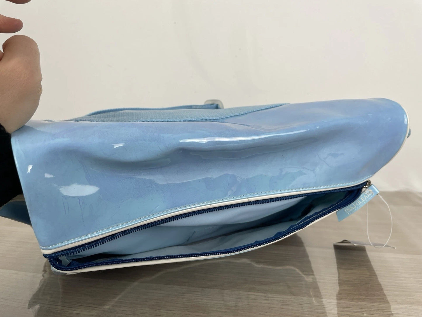 Borsa Naj Oleari I Love No Azzurra PVC Postina Tracolla Vintage Cartella Scuola