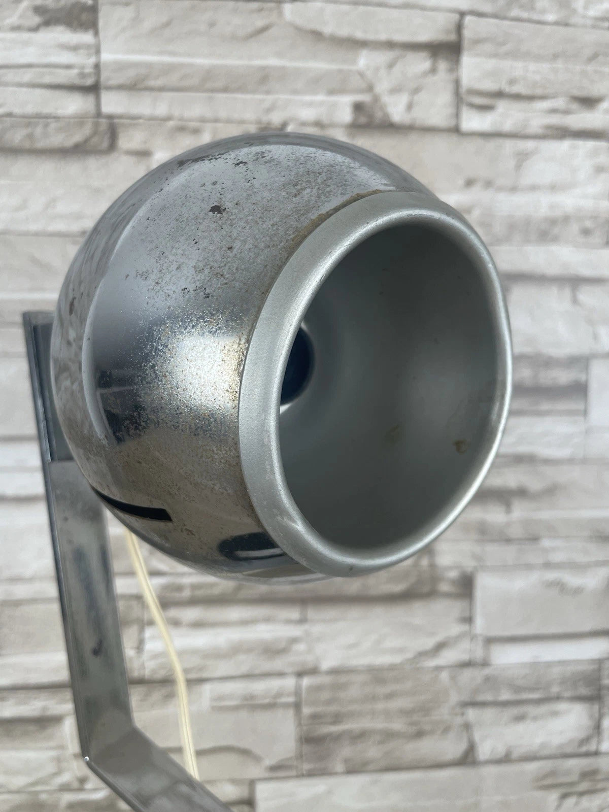 Lampada Da Tavolo Eyeball Space Age Vintage Anni 70 Argento E Nero Snodabile