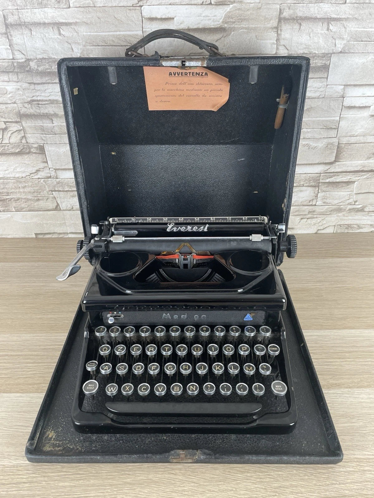 Macchina Per Scrivere Everest Mod.90 Milano Vintage Epoca Anni 40/50 Nera